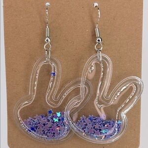 PVC Easter Bunny Confetti Dangle Earrings